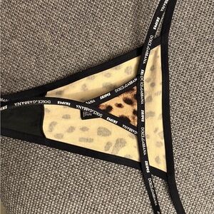 Dolce & Gabbana Animal Print Thong with Black Accents
